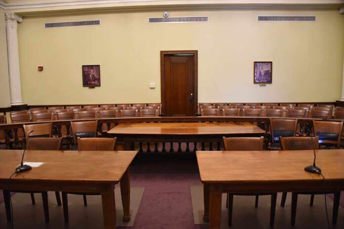 Courtroom,Interior,Tables,And,Chairs,Of,Defense,And,Prosecution,,Wyandot