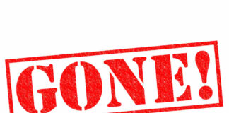 Gone in bold red letters in rectangle