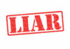 Red stamp with the word liar