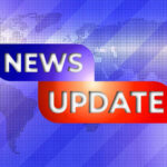 News update graphic with world map background