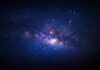 Starry night sky with bright Milky Way galaxy