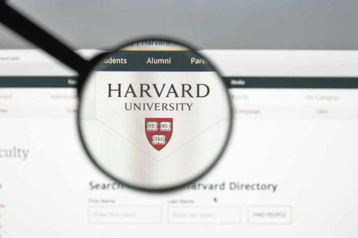shutterstock_705057400.jpg Magnifying glass focusing on Harvard University logo online