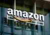 Amazon logo on a glass office building