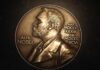 Bronze medal featuring a profile of Alfred Nobel