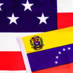 Flags of Venezuela and the United States displayed together