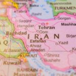 Map highlighting Iran and surrounding countries in the Middle East