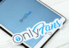 OnlyFans logo displayed on a mobile device with a sticker