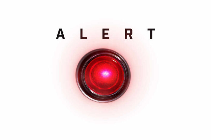A red alert button with the word 'ALERT' above it
