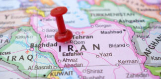 Red pushpin on map of Iran