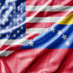 United States and Venezuela flags draped together