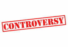 Controversy stamp in bold red letters