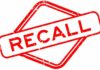 Red stamp with the word 'RECALL' inside a diamond shape
