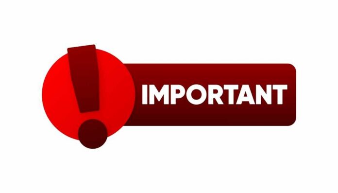 A red exclamation mark inside a circular shape with the word 'IMPORTANT' in bold white letters