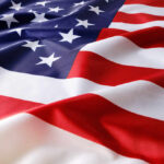 American flag with stars and stripes in close-up