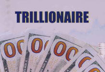 Hundred dollar bills with Trillionaire text above them