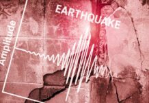 Earthquake Carnage, Vanishing State Seismograph showing earthquake amplitude on a cracked wall