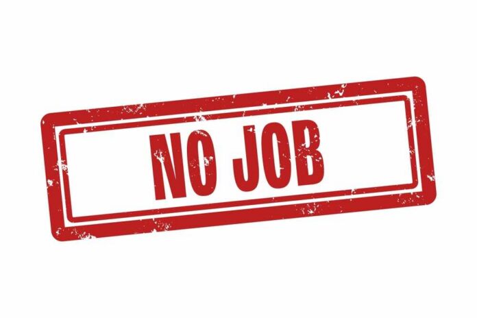 No,Job,.,A,Red,Stamp,Isolated,On,White,Background. Red stamp with the text 'NO JOB'