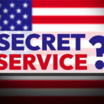 Secret Service text over American flag background.