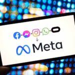 Smartphone screen showing Meta branding and app icons