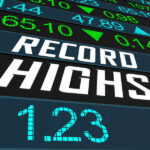 Stock market numbers displaying Record Highs