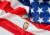 Dog tags on an American flag
