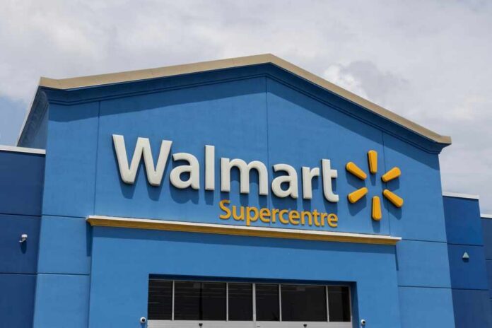 Walmart Supercentre exterior with blue facade and logo