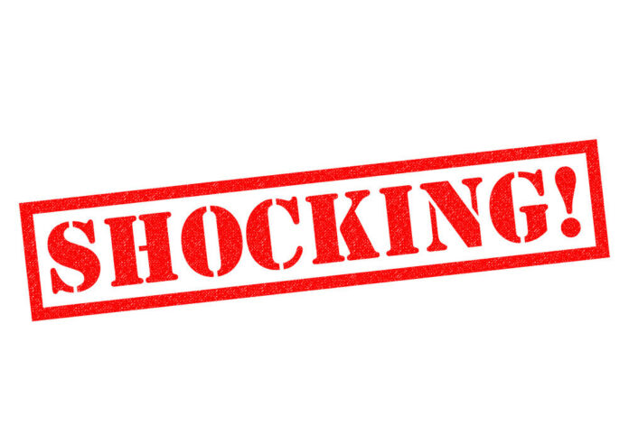 Red text stating the word shocking