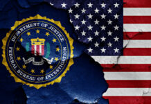 FBI Brass Charged – Congress Misled? FBI seal superimposed on cracked American flag.